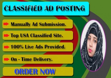 I will post your ads on 50 top classified ad posting
