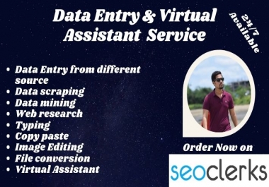 I will do data entry,  web research,  copy paste and typing jobs