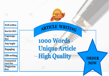 1000 words article and blog writing on any topic 