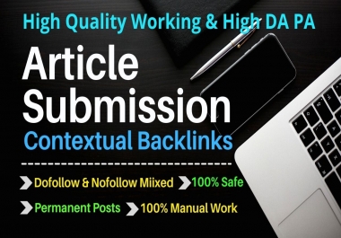 I will provide 500 plus unique article submission with high authority backlinks