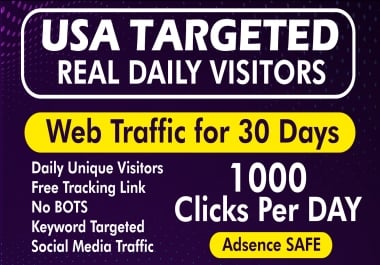 Drive USA Targeted Real Human Daily Visitors NO BOTS with Tracking Link