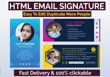 I will design clickable HTML email signature for iphone,  outlook and gmail