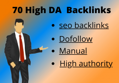 70 high domain authority manual SEO backlinks google ranking.