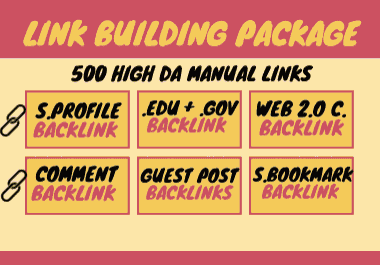 Off page SEO linkbuilding packages with 500 social profile, guest post, bookmarking, web2 backlinks