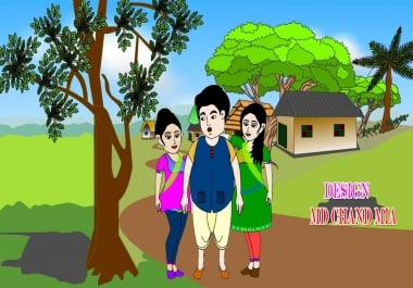 2D animation Characters design and 2D animation background