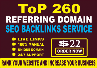 I will build 260 referring domain SEO backlinks for google ranking