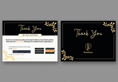 I will design amazon thank you card,  product insert,  package insert