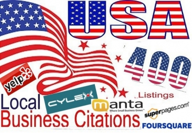 I will do business listing,  local citations,  local listing for USA