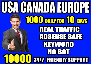 I will drive real quality organic traffic from USA, Canada, Europe