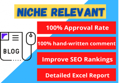 Manually do 50 Niche Relevant SEO Blog Comment Backlinks service