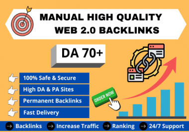 I will do manual high quality web 2.0 backlinks service.