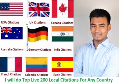 I will do 30 top live local citations for any country