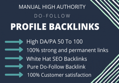 I will create 70 High Authority Profile Backlinks,  link building manual SEO service