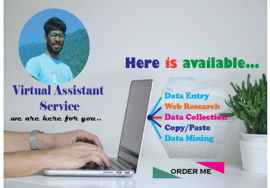 I will be your virtual assistant for web research, Web Scraping and data entry