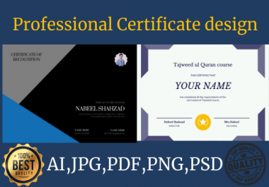 I will do professional certificate design,  diploma certificate