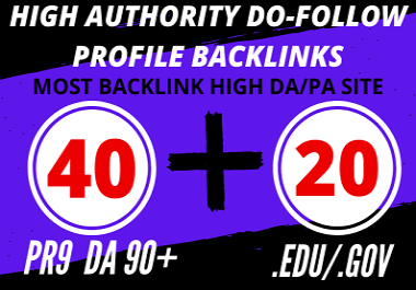 1 Day Delivery 40 PR9+ 20 High Authority Dofollow EDU Gov Profile Backlinks