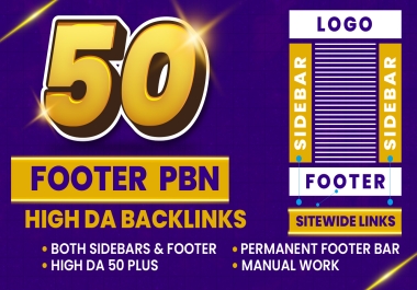 Get 50 Aged Footer PBN Backlinks DA 50 Plus and Dofollow Permanent Links Best for LIFE TIME