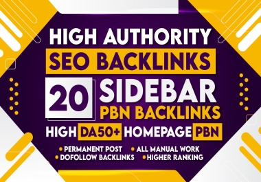 Get 20 SideBar Permanent HomePage Dofollow PBN Backlinks On DA 50+ Websites - BlogRoll - Footer