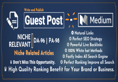 Firstly Indexable Guest post on Medium. com DA 95,  PA 81 with High authority Permanent Backlinks
