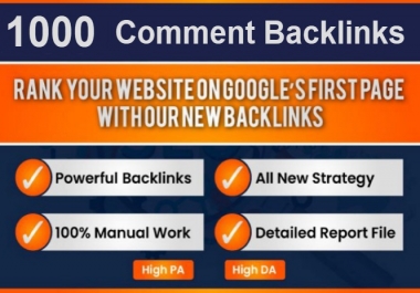 I Will provide 1000 High Quality Blog Comments on high DA sites to boost your ranking