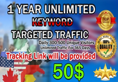 I will give 1 year unlimited keyword targeted traffic