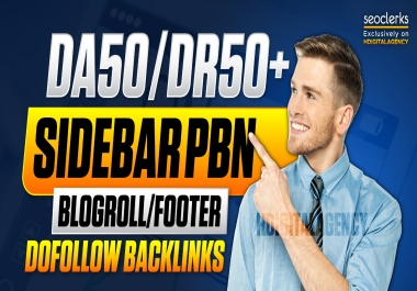 Extremely Powerful 200 PBN DR/DA 50+ Blogroll/Sidebar Homepage Dofollow Backlinks