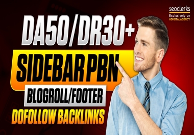 Ranking Booster 200 HOMEPAGE SIDEBAR & FOOTER & BLOG ROLL DA50+ PBN DOFOLLOW BACKLINKS