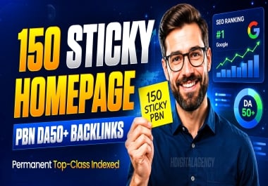 Make 150 Sticky Homepage PBN DA50+ Backlinks Permanent Top-Class Indexed