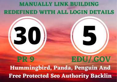 I will manually create 30 Pr9 + 5 Edu/Gov Dofollow DA 90+ profile backlinks