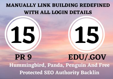 I will manually create 15 Pr9 + 15 Edu/Gov Dofollow DA 90+ SEO profile backlinks