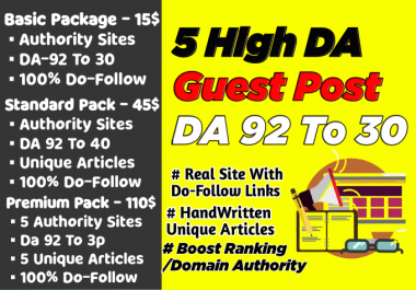 I Will Publish 5 High DA Guest Post DA 92 To 30