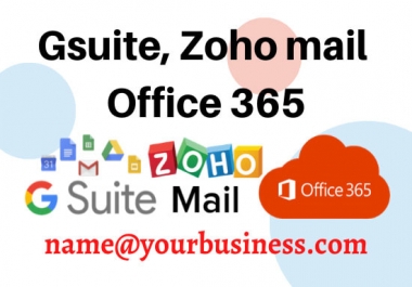 I will setup your business email with gsuite,  zoho mail or office 365