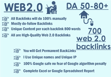 I will create 700 web2 contextual backlinks from high da platforms