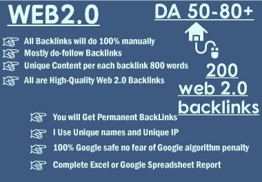 I will create 200 web2 contextual backlinks from high da platforms