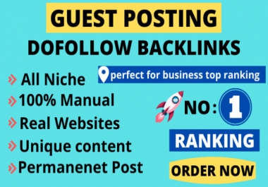 I will guest post and publish article on da 50+ with do follow backlink