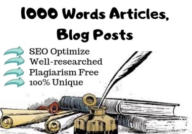 i will write 1000+ words SEO optimized,  plagiarism free and unique article for your