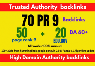 Manually Do 50 PR9+ 20 EDU-GOV Backlinks From Authority Domains for SEO RANK
