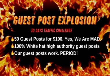 I will do 50 guest posts for an unbelievable price,  backlinks from high da websites