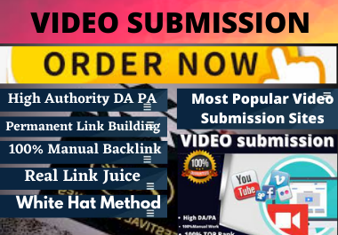 Live 100 Video Submission backlinks high authority permanent link building