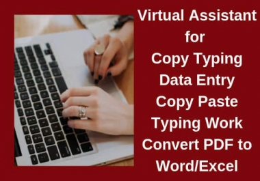 I can do fast data entry,  Data Extraction,  Internet Research,  PDF conversion to word and excel