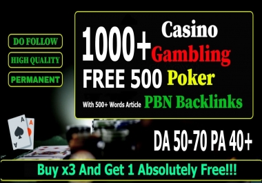 Get 1000 Web 2.0 Casino,  Gamebling,  Poker PBN Dofollow Backlinks improve your website ranking