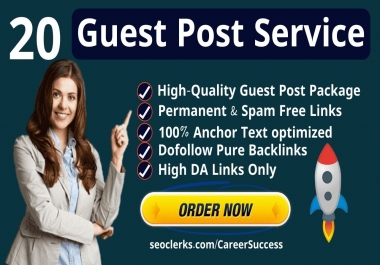 I will do 20 guest post da 52 google news approve website,  SEO backlink