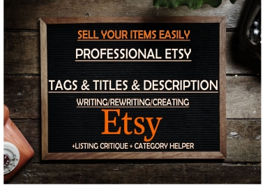 Keyword Research,  Title and 13 Tags for 1 Etsy Listing + SEO AUDIT to Increase Sales