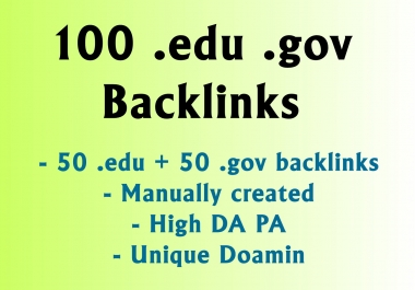 100 high DA edu gov backlinks for off page SEO link building