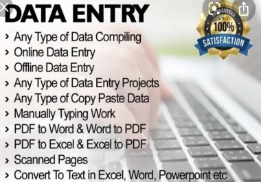 I will do all type of data entry work in less time