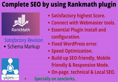 I will do SEO for your WordPress website for 2 pages by using Rank-math plugin