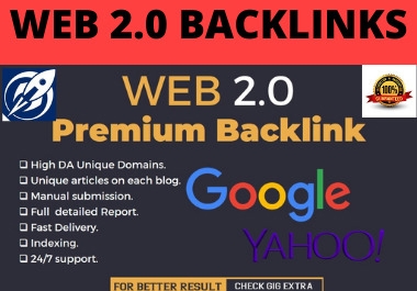 I will do 100 web 2.0 backlinks manually submission dofollow high authority with high DA PA website