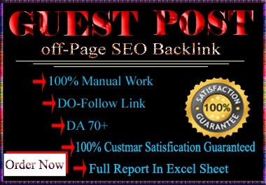 15 High quality Guest Post SEO Backlink with Dofollow links DA-70,  PA-60 Plus