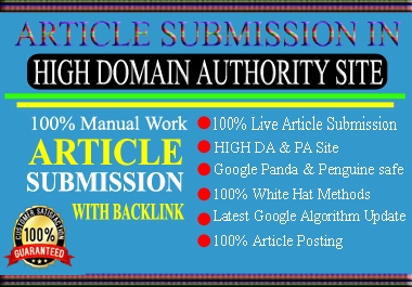 I Will build 50+ high quality seo backlinks from article submission. Get 100 lives links