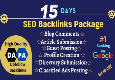 Rank your website with 15 days complete off page seo backlinks package